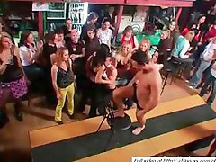 Sweet women dancing on party