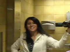 Raven Riley shows her pu$$y in restroom