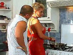 Blonde slutty milf fucked in the kitchen