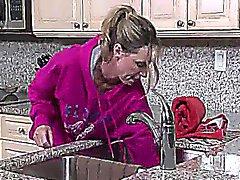 Blond Milf fucking with Stepson in kitchen