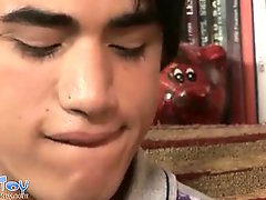 Playful twink tests a weird sex machine on his own