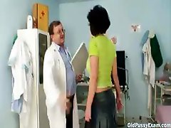 Mature brunette mom gets a very weird examination by doctor