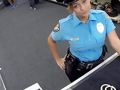 Security officer pawns her stuff and fucked in the backroom