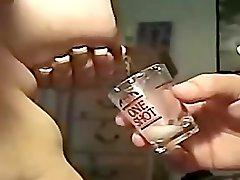 Lactating in a shot glass (Requested)